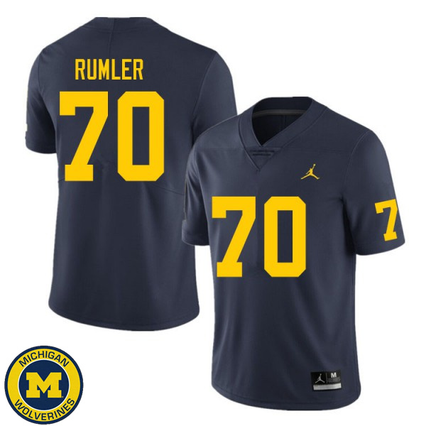 Men Michigan Wolverines #70 Nolan Rumler Navy Fashion Player Jersey